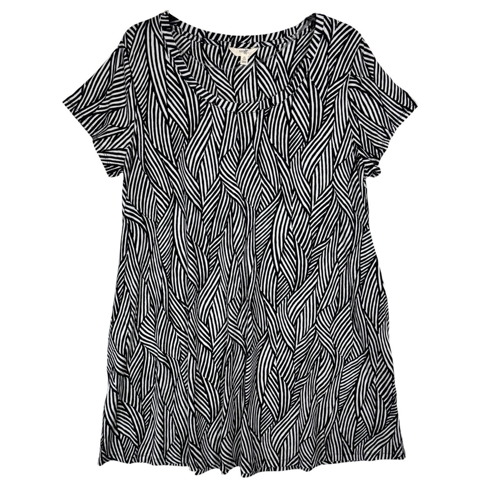 NEW Terra &‎ Sky Print Knit Swing Dress 0X Size 14W 14 Relaxed Pockets Casual